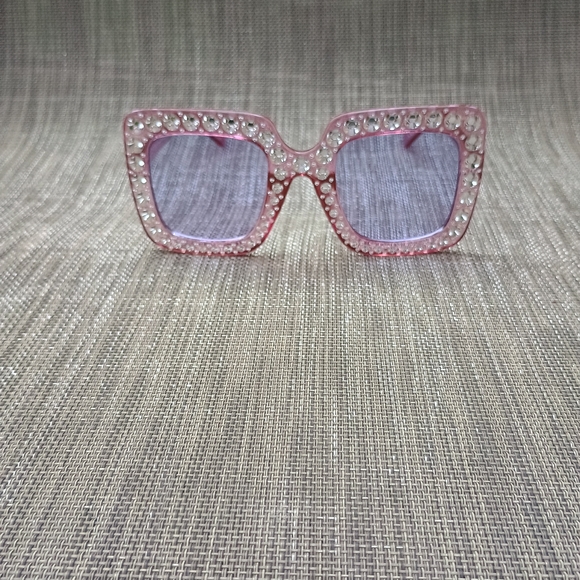 Pink Rhinestone Looking Large Elton Sunglasses - Picture 6 of 6